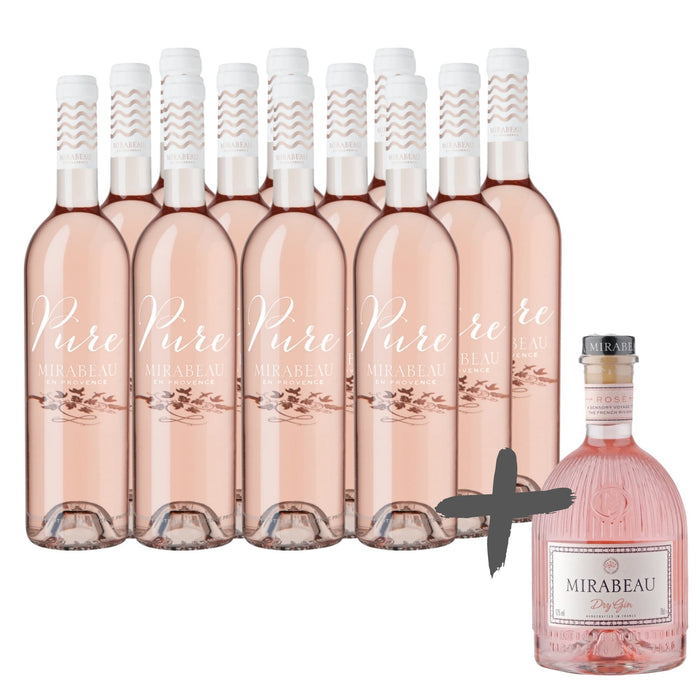 12er Mirabeau-Paket + Dry Rosé Gin Gratis Weinpaket - Spree Gourmet