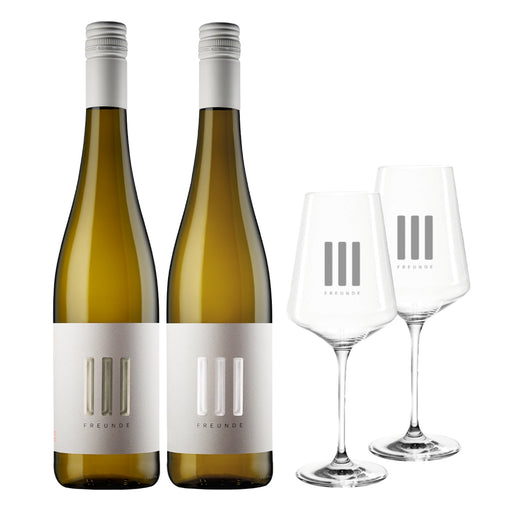 III Freunde Probierset + 2x Weingläser Weinpaket - Spree Gourmet